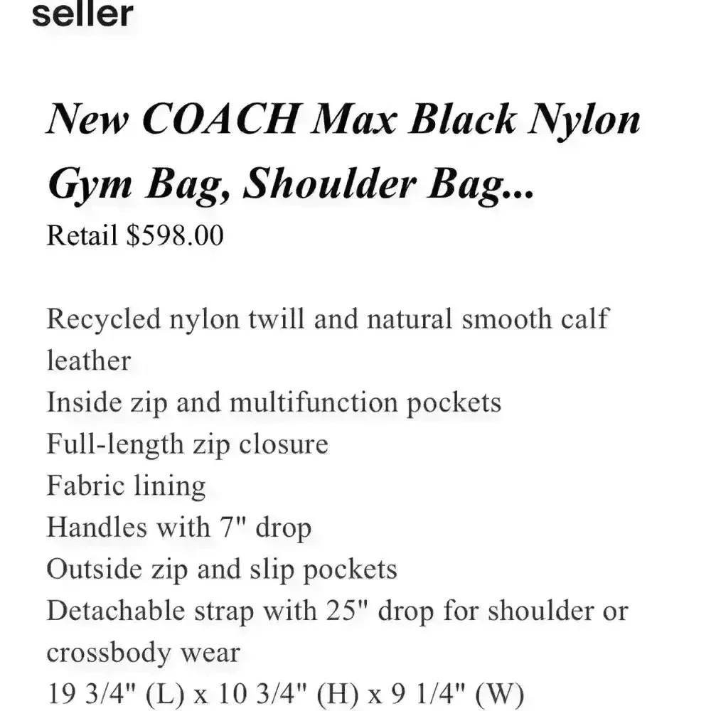Coach Max Gym bag Nylon. NWT - Picture 11 of 11